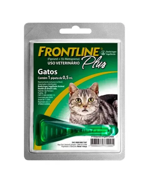 Frontline Plus Antipulgas e Carrapatos para Gatos 0,5ml Boehringer