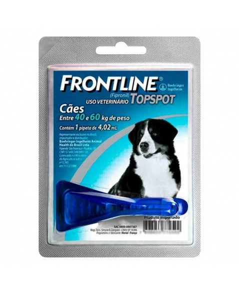 Frontline Topspot GG Antipulgas e Carrapatos Cães 40kg a 60kg Boehringer