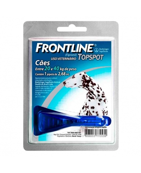 Frontline Topspot G Antipulgas e Carrapatos Cães 20kg a 40kg Boehringer