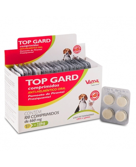 Top Gard Vermífugo Para Cães e Gatos 660mg 100 Comprimidos Vansil