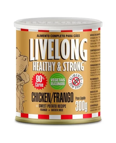 Lata De Alimento Para Cães Sabor Frango 300g Livelong