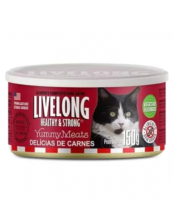 Lata de Alimento Gatos Sabor Carne 150g Livelong