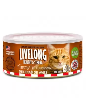 Lata De Alimento Para Gatos Sabor Aves 150g Livelong