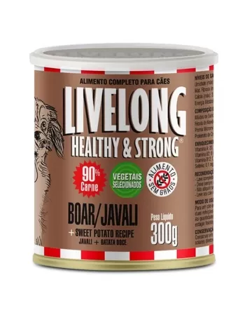 Lata De Alimento Para Cães Sabor Javali 300g Livelong