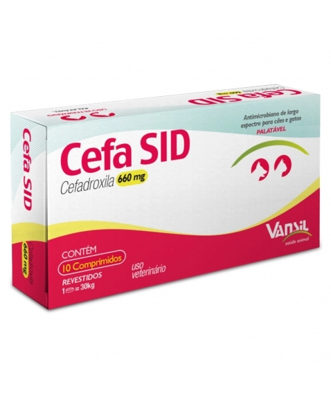 Cefa SID 660mg Antimicrobiano Cefadroxila para 30Kg 10 Comprimidos Vansil