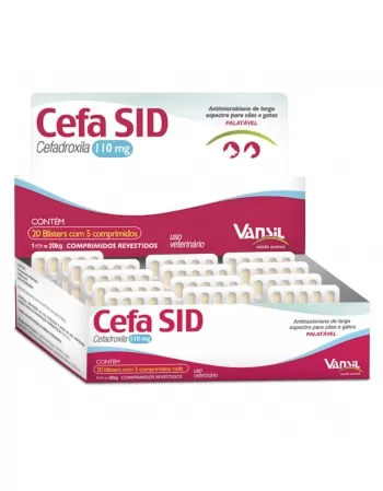 Cefa SID 110mg Antimicrobiano Cefadroxila para 5Kg 100 Comprimidos Vansil