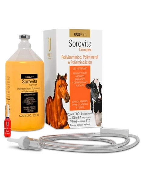 Sorovita Complex Polivitamínico Injetável 500ml com Vitamina B12 UCBVET