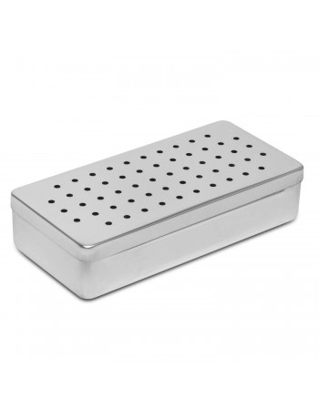 Estojo de Aço Inox Perfurado para Esterilização 22,5x10,5x3cm Fava