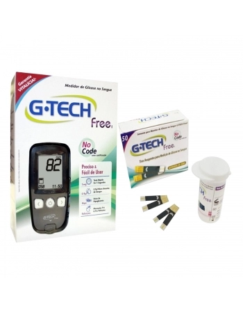 Medidor de Glicose G-Tech Free Com Sistema No Code e Display LCD + Tiras