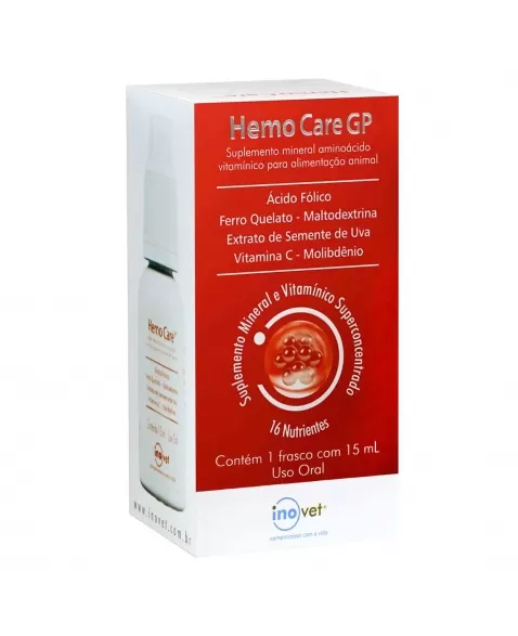 HemoCare GP Suplemento Vitamínico para Alimentação Animal 15ml Inovet