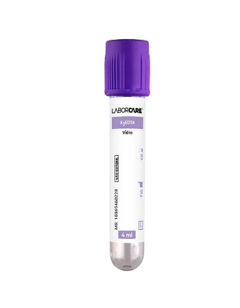 TUBO COLETA EDTA K3 4ML T/ROXA C/100UN - VIDRO LABORCARE