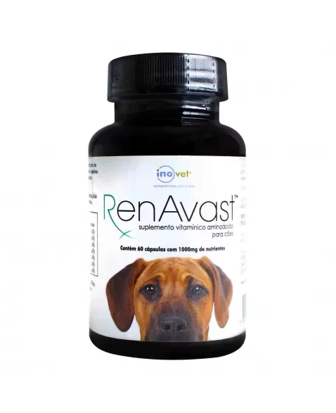 Validade 30/10/2024 - RenAvast Cães Suplemento Vitamínico 1000mg 60 Capsulas Inovet