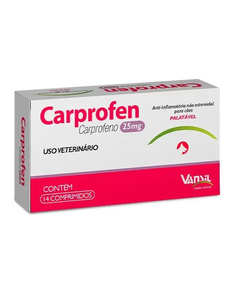 Carprofen Anti-inflamatório Palatável Para Cães 25mg Vansil