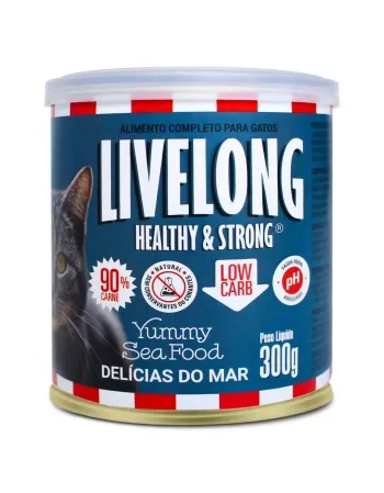 Lata De Alimento Para Gatos Sabor Delícias Do Mar 300g Livelong