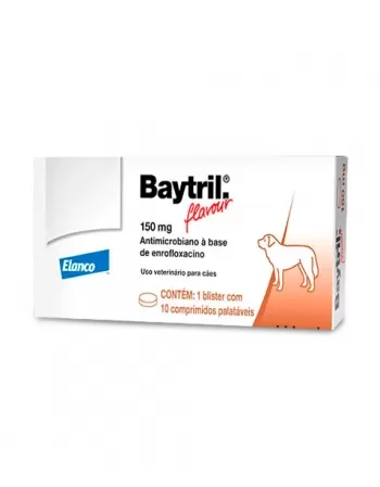 Validade 31/10/2024 - Baytril Flavour para Cães 150mg com 10 Comprimidos Elanco