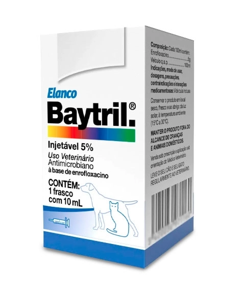 Baytril Injetável 5% para Cães e Gatos 10ml Elanco