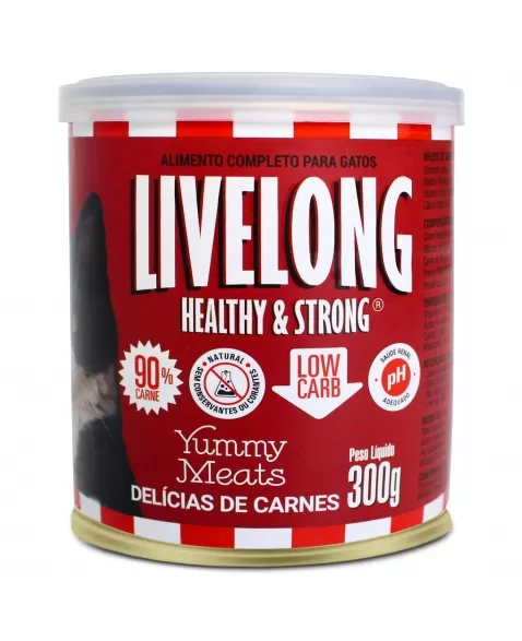 Lata De Alimento Yummy Meats Para Gatos Delícias De Carnes 300g Livelong