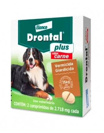 Drontal Plus Vermífugo Sabor Carne 35kg Elanco