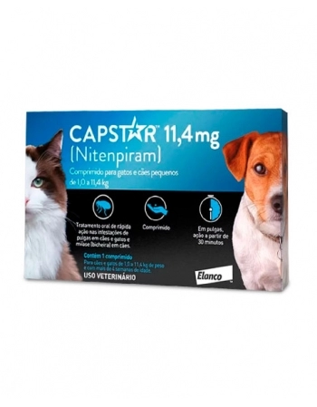 Antipulgas Capstar 11,4mg Para Cães e Gatos Pequenos 1 Comprimido Elanco