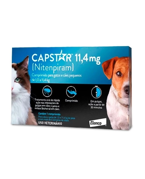 Antipulgas Capstar 11,4mg Para Cães e Gatos Pequenos Elanco