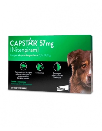 Antipulgas Capstar 57mg Para Cães de 11kg até 57kg 1 Comprimido Elanco