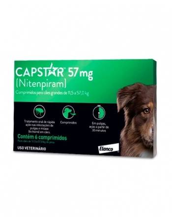 Antipulgas Capstar 57mg Para Cães Acima de 11kg 6 Comprimidos Elanco