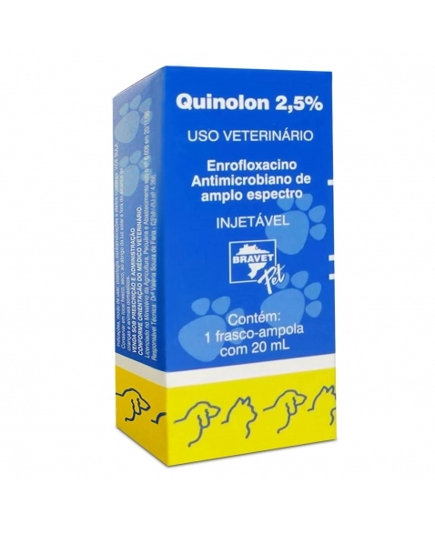 Quinolon Injetável Antimicrobiano 2,5% 20mL Bravet