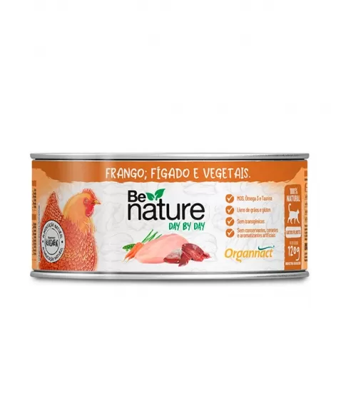 Alimento Natural Be Nature Day By Day para Gatos Filhotes Sabor Frango 120g Organnact