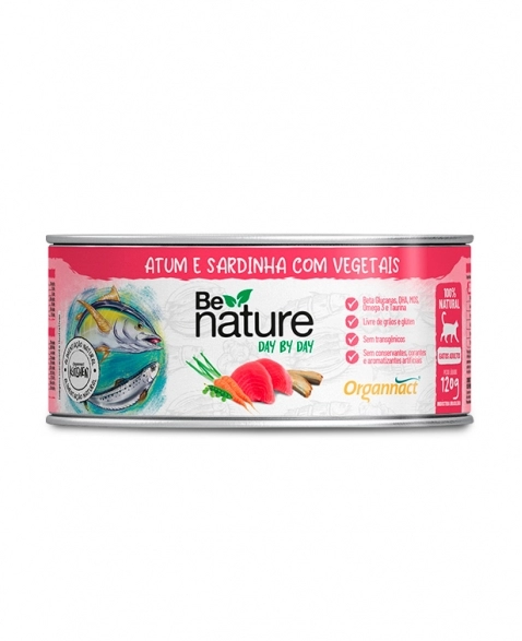 Alimento Natural Be Nature Day By Day para Gatos Adultos Sabor Atum 120g Organnact