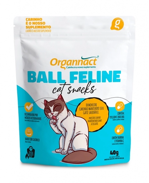 Petisco Ball Feline Cat Snacks Gatos 40g Organnact