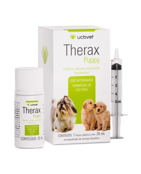 Therax Puppy Vermífugo Cães Filhotes com Seringa Dosadora 20mL UCBVET