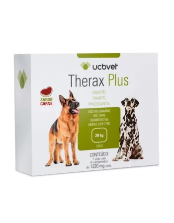 Therax Plus Vermífugo para Cães até 20kg com 4 Comprimidos 1320mg UCBVET