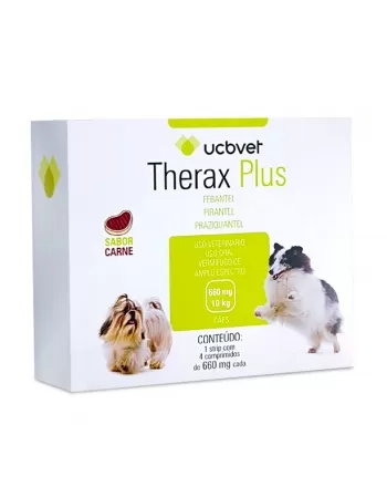 Therax Plus Vermífugo para Cães até 10kg com 4 Comprimidos 660mg UCBVET