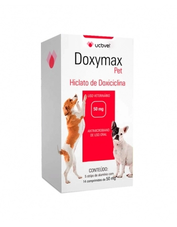 Doxymax Pet Antimicrobiano Display com 70 Comprimidos 50mg UCBVET