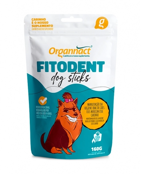 Fitodent Dog Sticks Petisco Funcional para Cães Sachê 160g Organnact