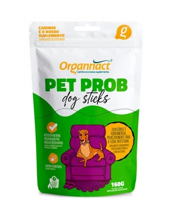 Pet Prob Dog Sticks Petisco Funcional para Cães Sachê 160g Organnact