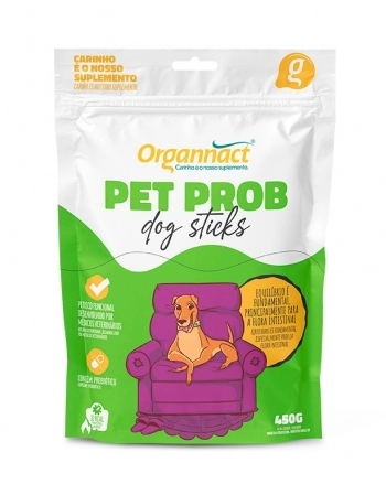 Pet Prob Dog Sticks Petisco Funcional para Cães Sachê 450g Organnact