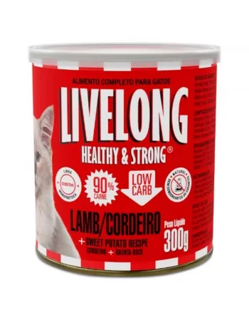 Lata de Alimento Para Gatos Sabor Cordeiro 300g Livelong