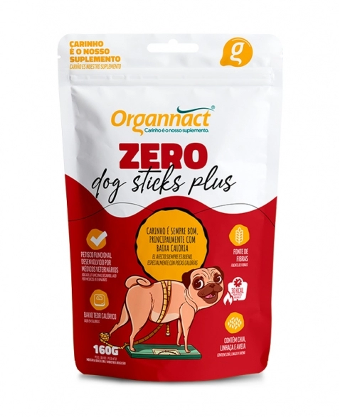 Zero Dog Sticks Plus Petisco Funcional para Cães Sachê 160g Organnact