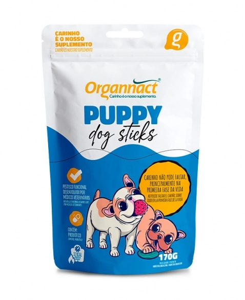 Puppy Dog Sticks Petisco Funcional para Cães Sachê 170g Organnact