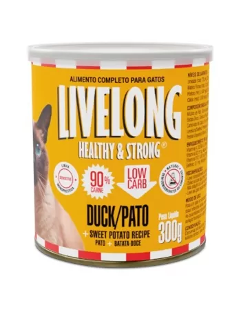 Lata de Alimento Para Gatos Sabor Pato 300g Livelong