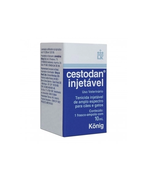 Cestodan Injetável Tenicida para Cães e Gatos 10ml Konig