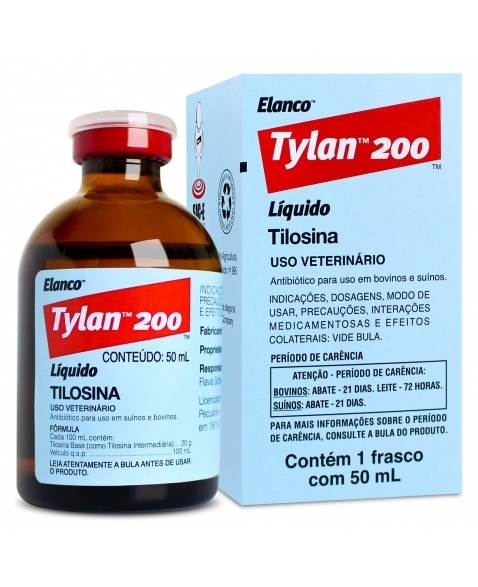 Tylan 200 Antimicrobiano Injetável com 50ml Elanco