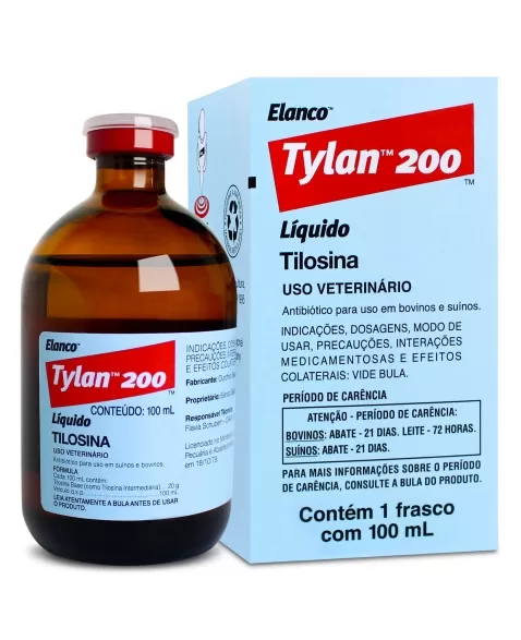 Tylan 200 Antimicrobiano Injetável com 100ml Elanco