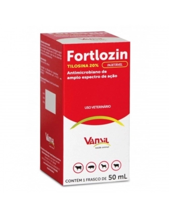 Validade 08/08/2024 Fortlozin Tilosina 20% Antimicrobiano Injetável 50ml Vansil