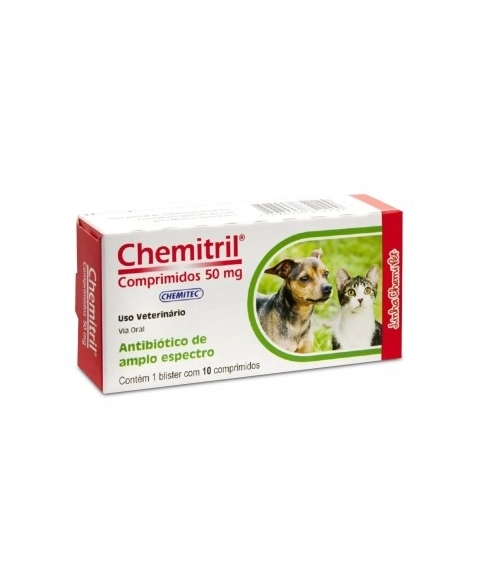 Chemitril Enrofloxacino Cães E Gatos 50mg com 10 Comprimidos Chemitec