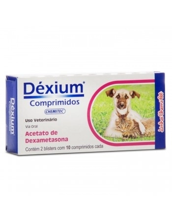 Dexium Anti-inflamatório para Cães e Gatos com 20 Comprimidos Chemitec