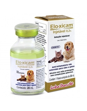 Elo-Xicam Injetável 0,2% Anti-Inflamatório Para Cães E Gatos 20ml Chemitec