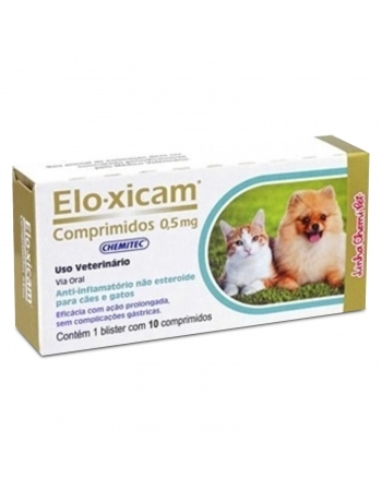 Elo-xicam Anti-Inflamatório para Cães e Gatos 0,5g com 10 Comprimidos Chemitec