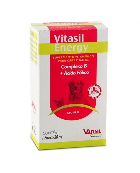 Vitasil Energy 30 ml Suplemento Cães e Gatos Vansil | MONTE REAL